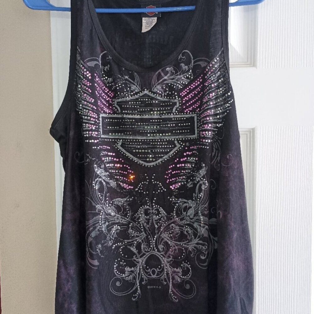 Harley Davidson Embellished Tank Top Sz L